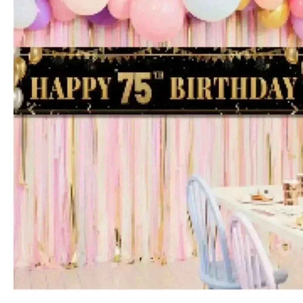 BUNDLE: 75th Birthday party decor package. 10 individual pieces.